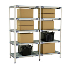 MetroMax i 5AX537GX3 5-Shelf Plastic Industrial Shelving Add-On Unit, 24" x 36" x 74"