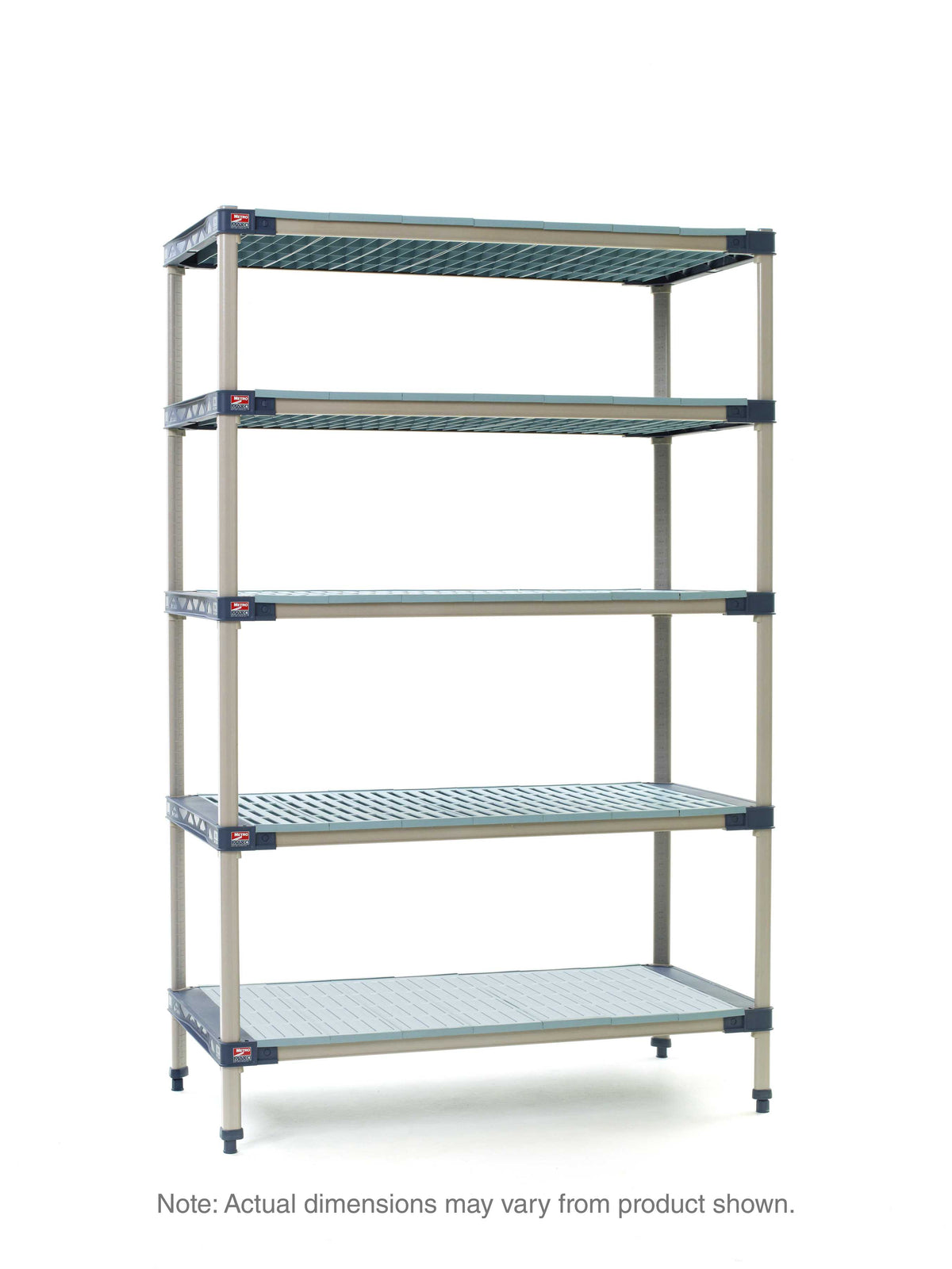 MetroMax 4 5X557H4 5-Shelf Plastic Industrial Shelving Starter Unit with Solid Bottom Shelf, 24" x 48" x 74"