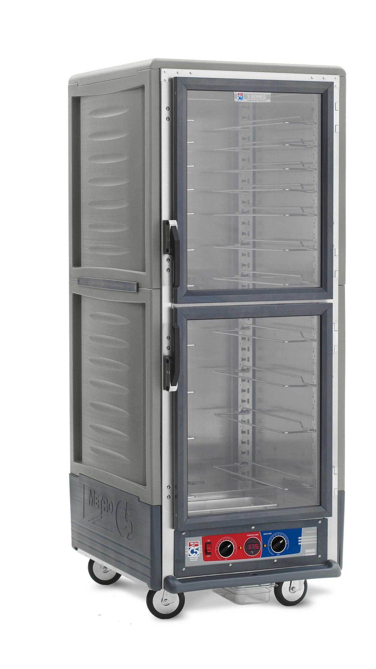 Metro C539-MDC-U-GYA C5 3 Series Insulated Moisture Heated Holding/Proofing Cabinet, Full Height, Dutch Clear Doors, Universal Wire Slides, 120V, 60Hz, 2000W, Gray