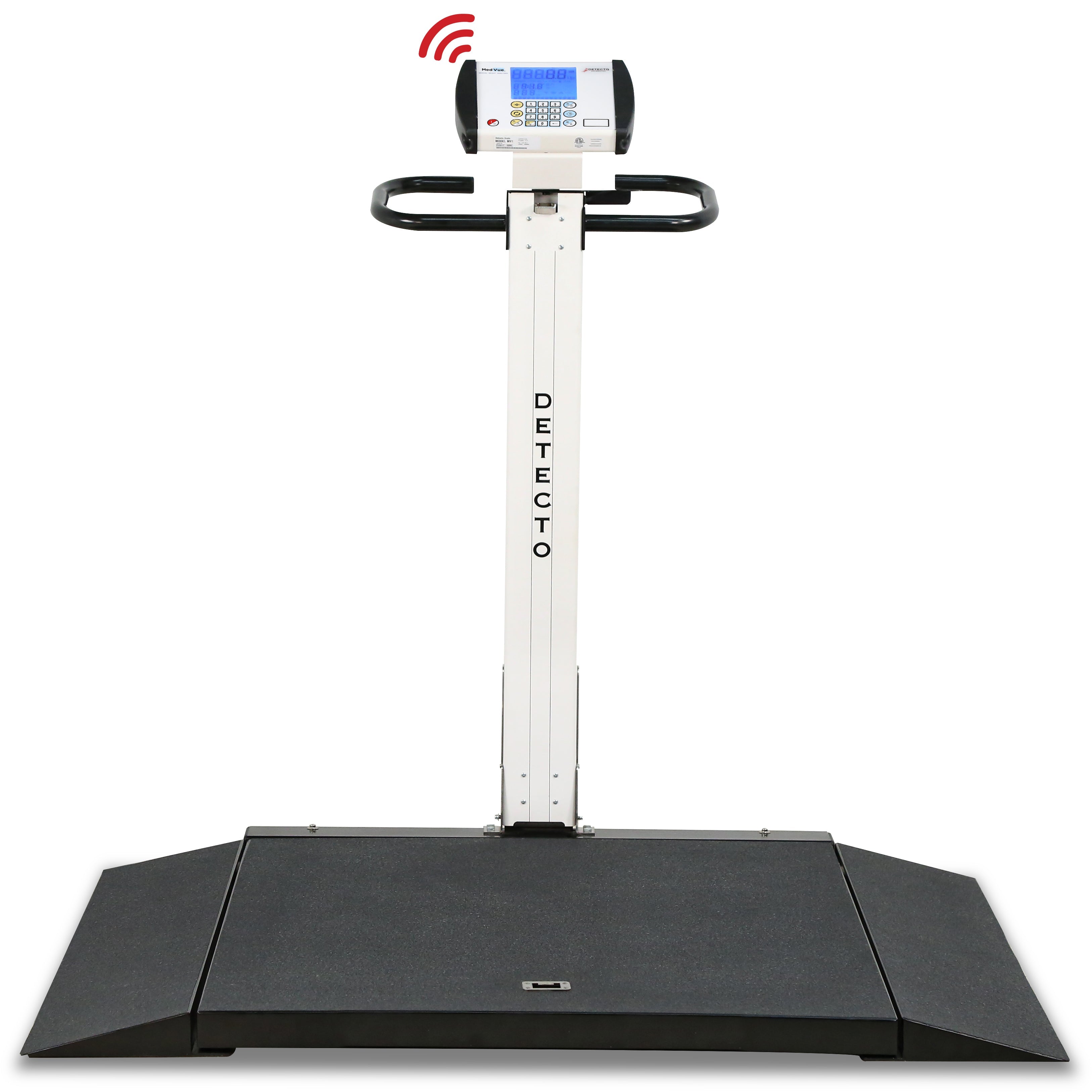 Detecto 6550-AC Wheelchair Scale, Portable, Digital, Folding Column, 1000 lb x .2 lb / 450 kg x .1 kg, AC Adapter