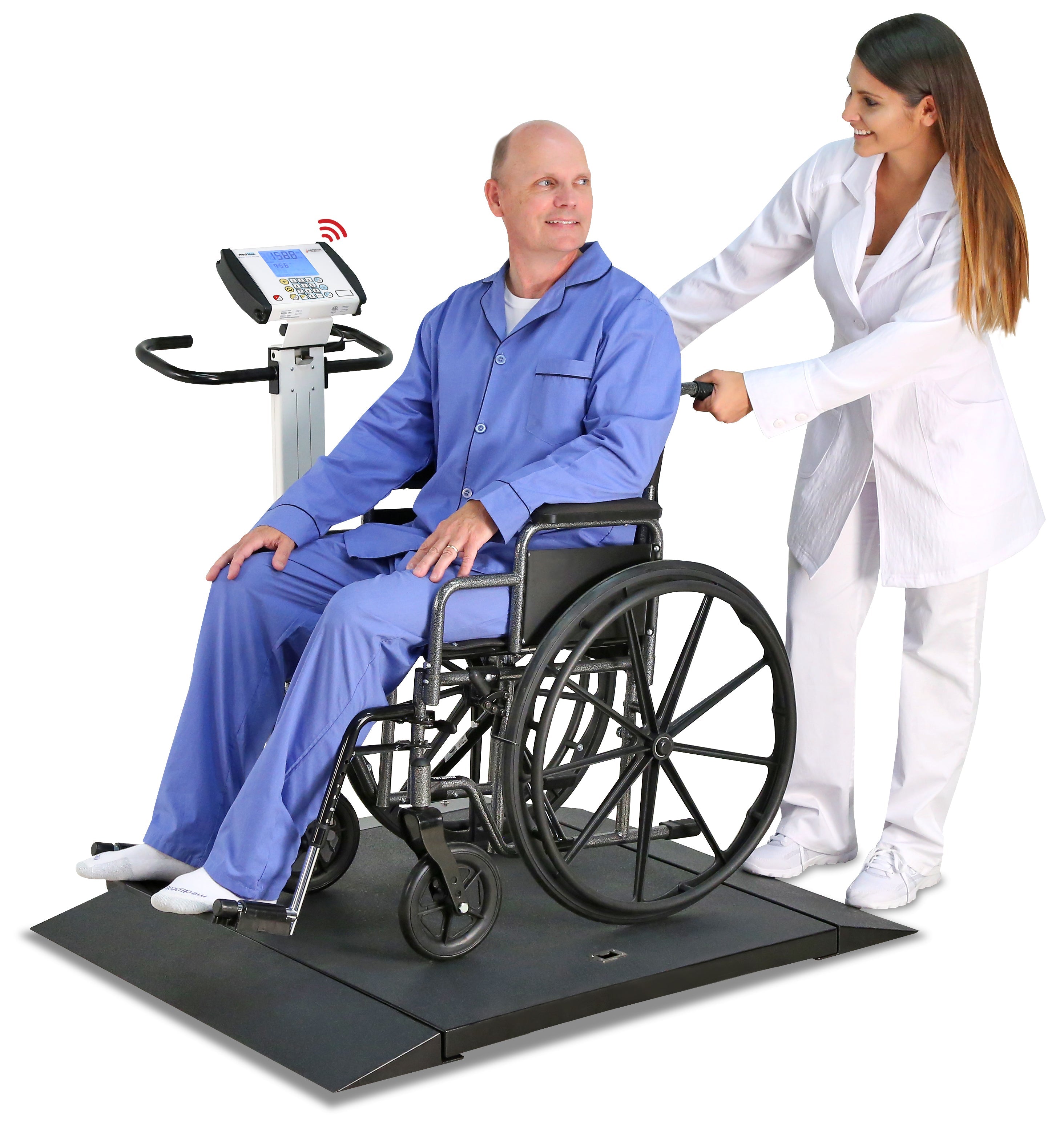 Detecto 6550-AC Wheelchair Scale, Portable, Digital, Folding Column, 1000 lb x .2 lb / 450 kg x .1 kg, AC Adapter