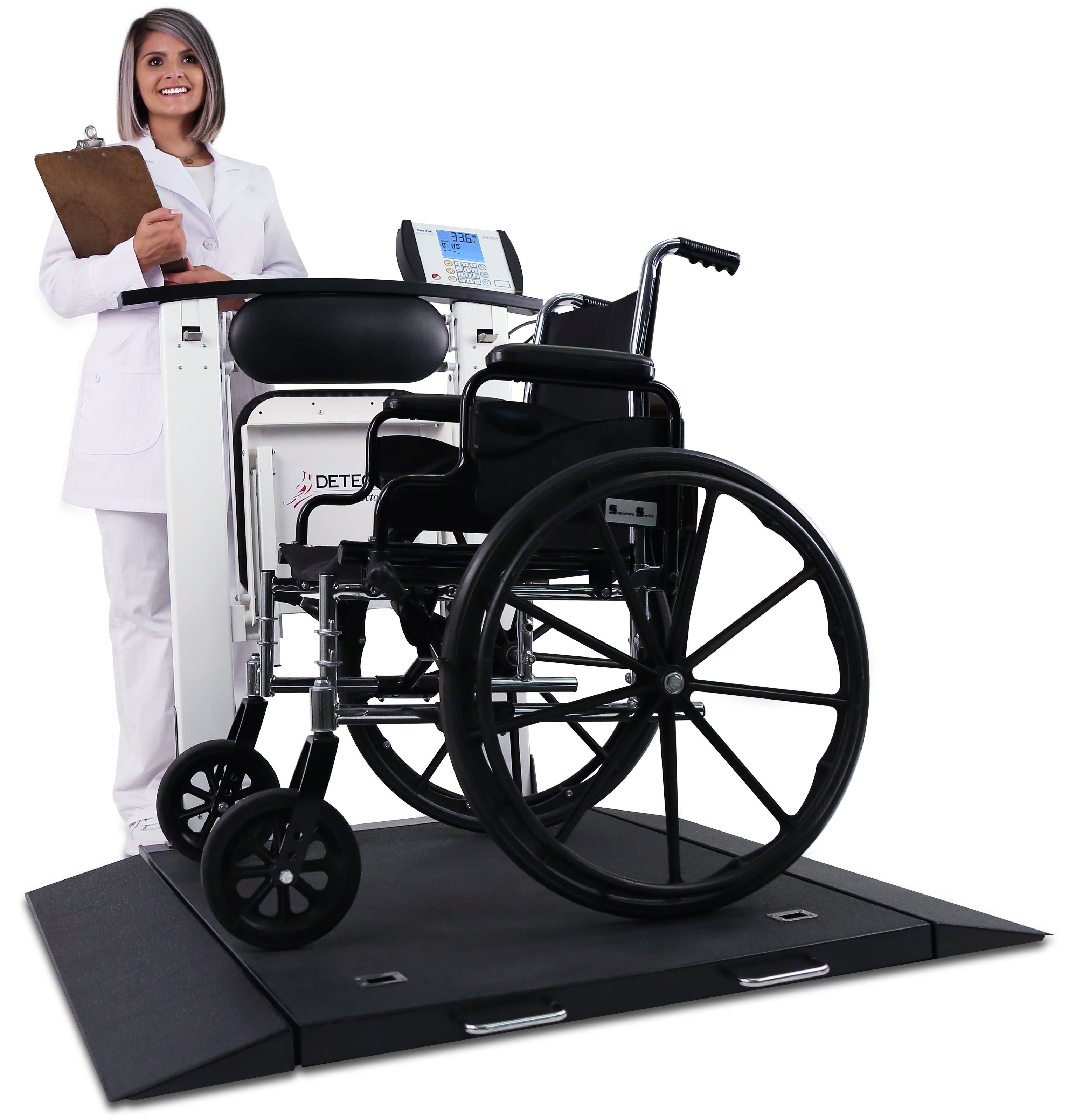 Detecto 6570 Wheelchair Scale, Portable, Digital, Folding Column & Seat, 1000 lb x .2 lb / 450 kg x .1 kg