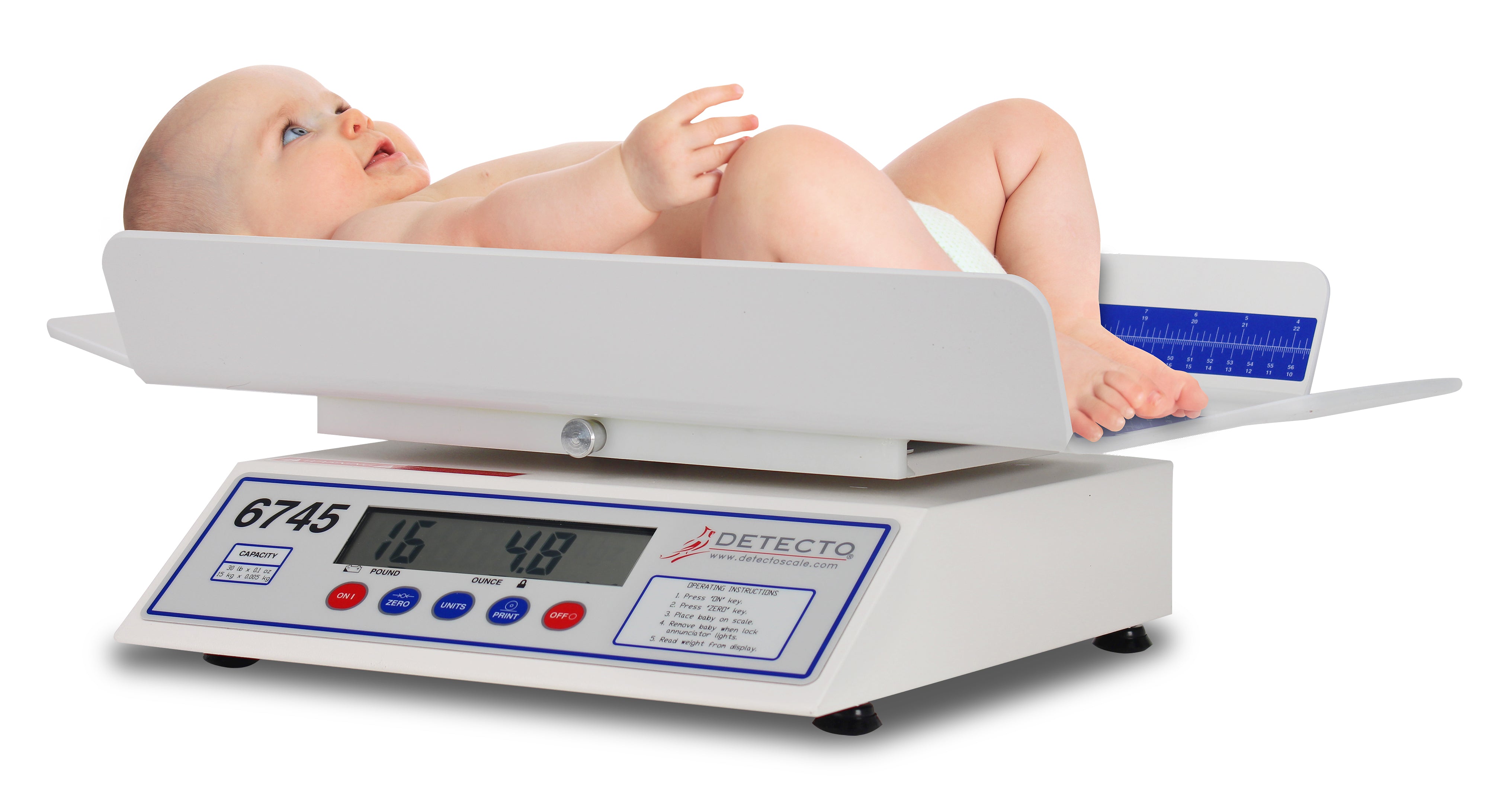 Detecto 6745 Pediatric Digital Baby Scale 30 lb x .1 oz / 15 kg x .005 kg