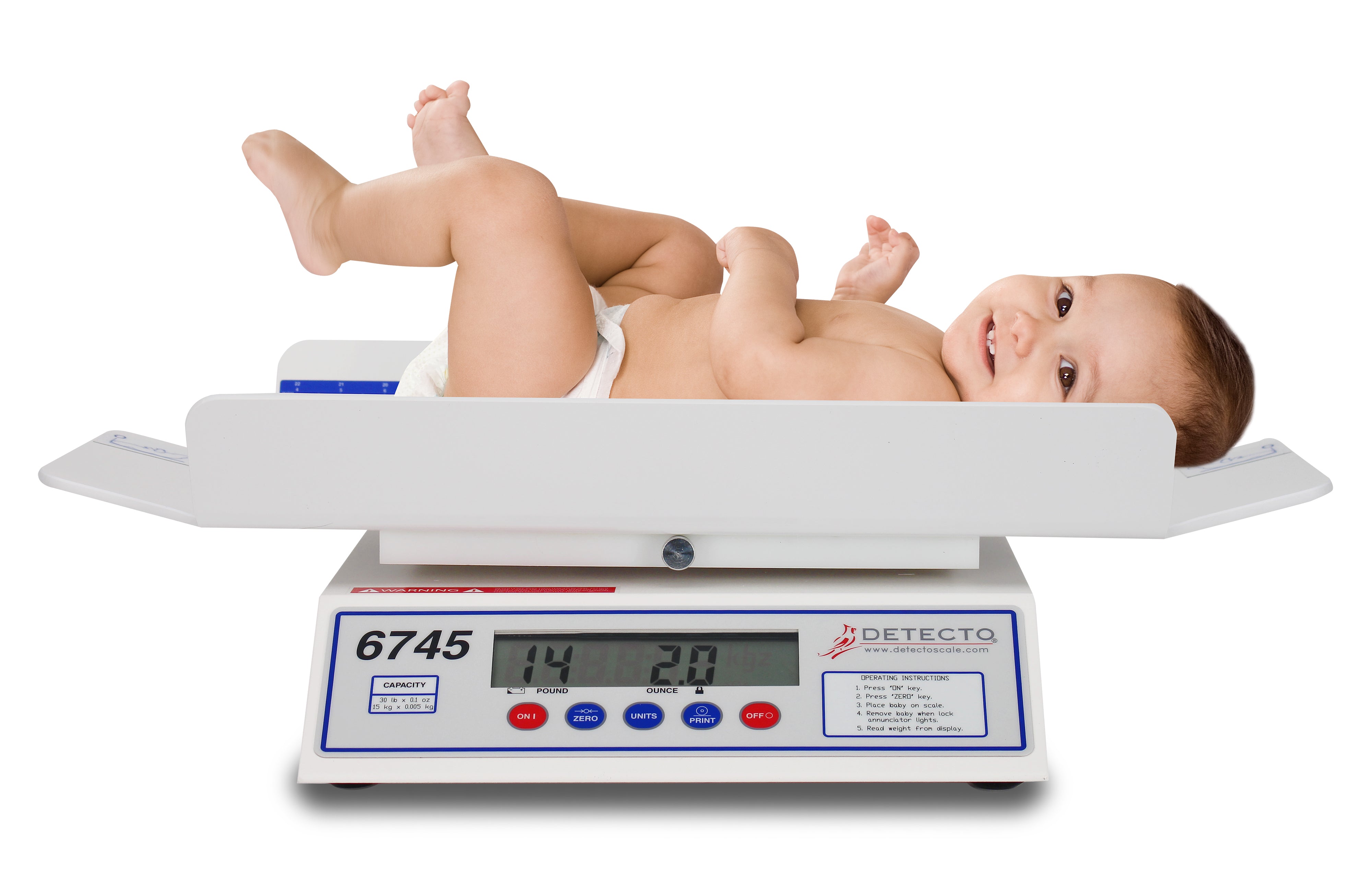 Detecto 6745 Pediatric Digital Baby Scale 30 lb x .1 oz / 15 kg x .005 kg