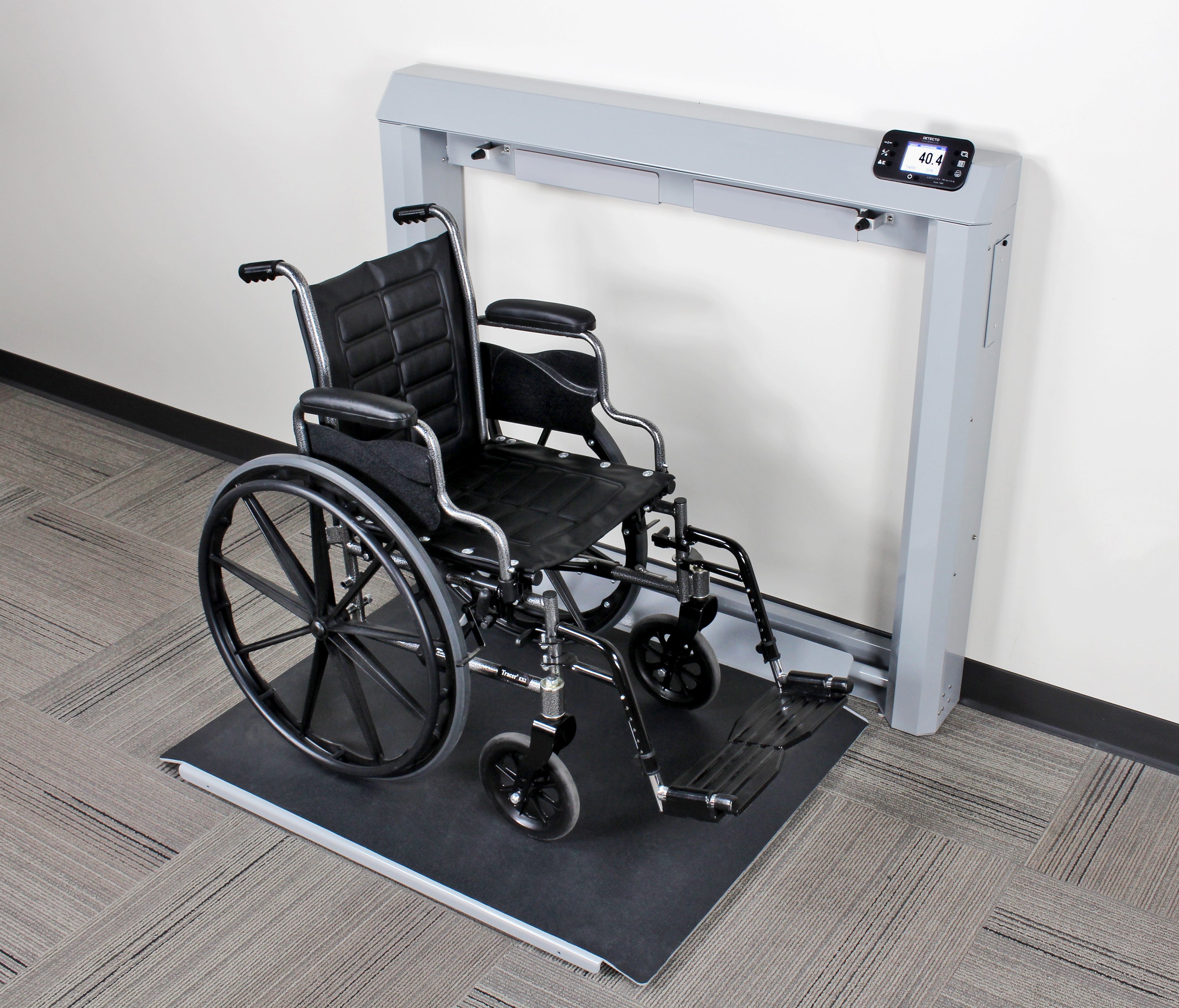 Detecto 7550-AC Wheelchair Scale, Wall Mount, w/AC Adapter, Fold Down Platform, 1000 lb x  0.2 lb