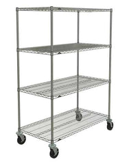 عربة Metro N556BBR Super Erecta الصناعية ذات الأرفف السلكية المكونة من 4 رفوف، Brite، 24 بوصة × 48 بوصة × 67.875 بوصة