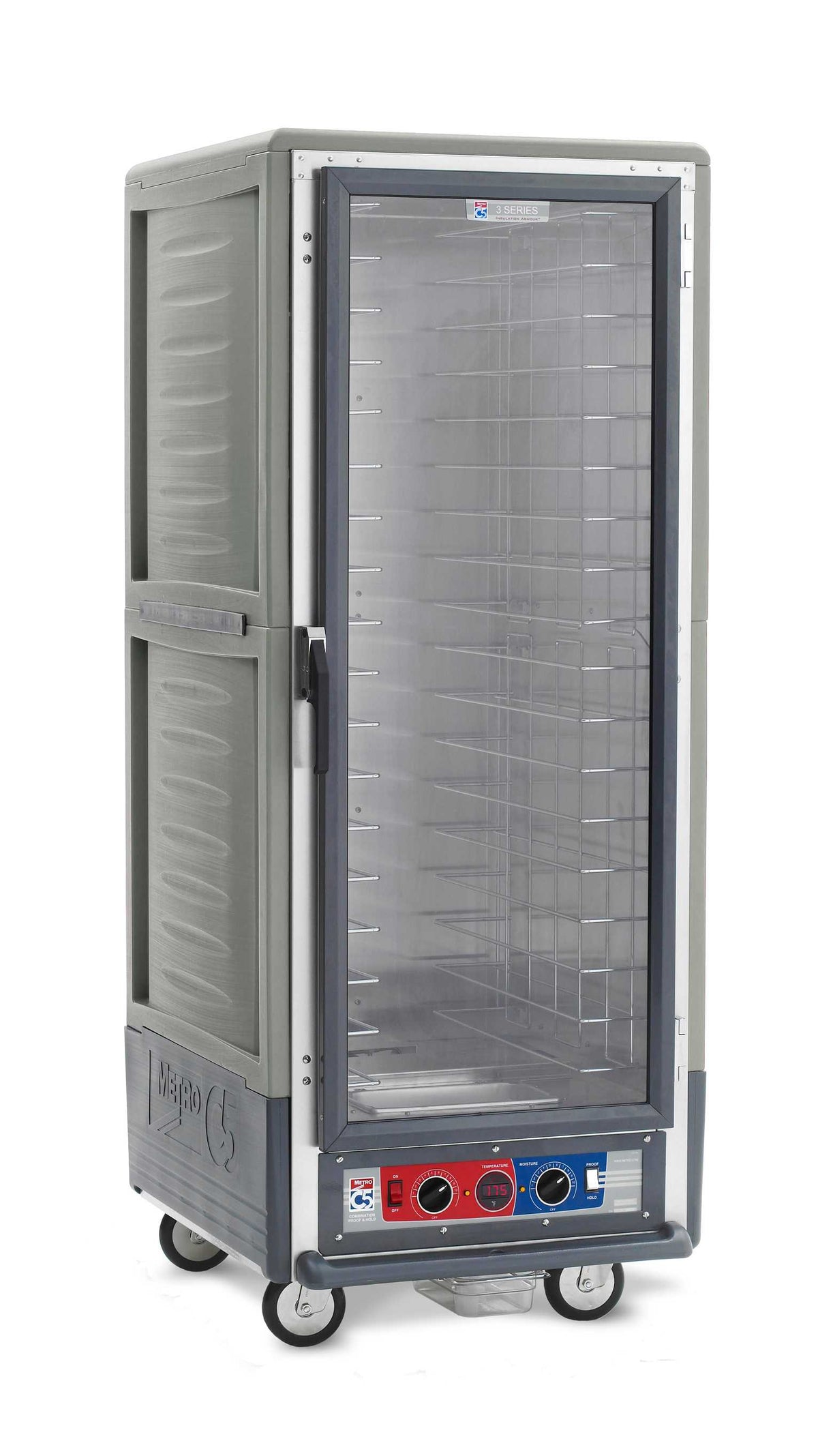 Metro C539-CFC-4-GYA C5 3 Series Insulated Holding/Proofing Cabinet, Full Height, Full Length Clear Door, Fixed Wire Slides, 120V, 60Hz, 2000W, Gray