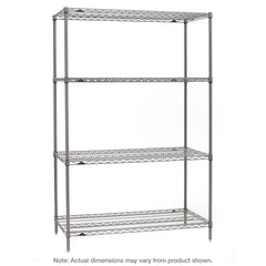 وحدة البدء Metro SE-182474K4-S-4 Super Erecta الصناعية ذات الأرفف السلكية المكونة من 4 رفوف، Metroseal Gray Epoxy، 18 بوصة × 24 بوصة × 74 بوصة