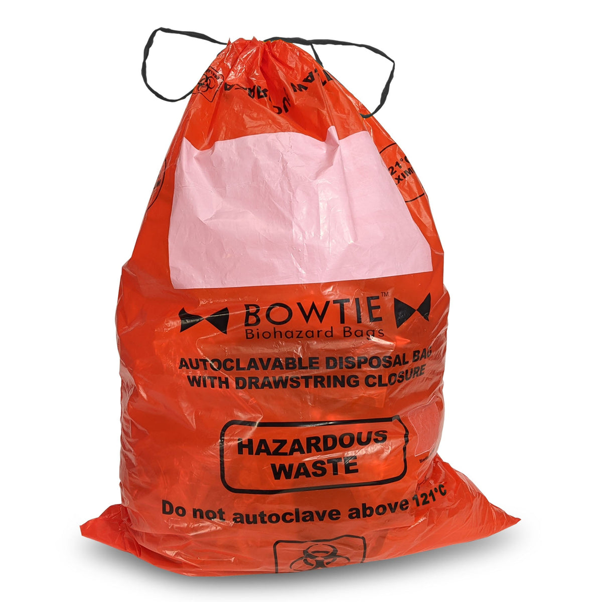 MTC Bio A8001R, BowTie Biohazard Bags, Autoclave Bag with Drawstring, 100/pk