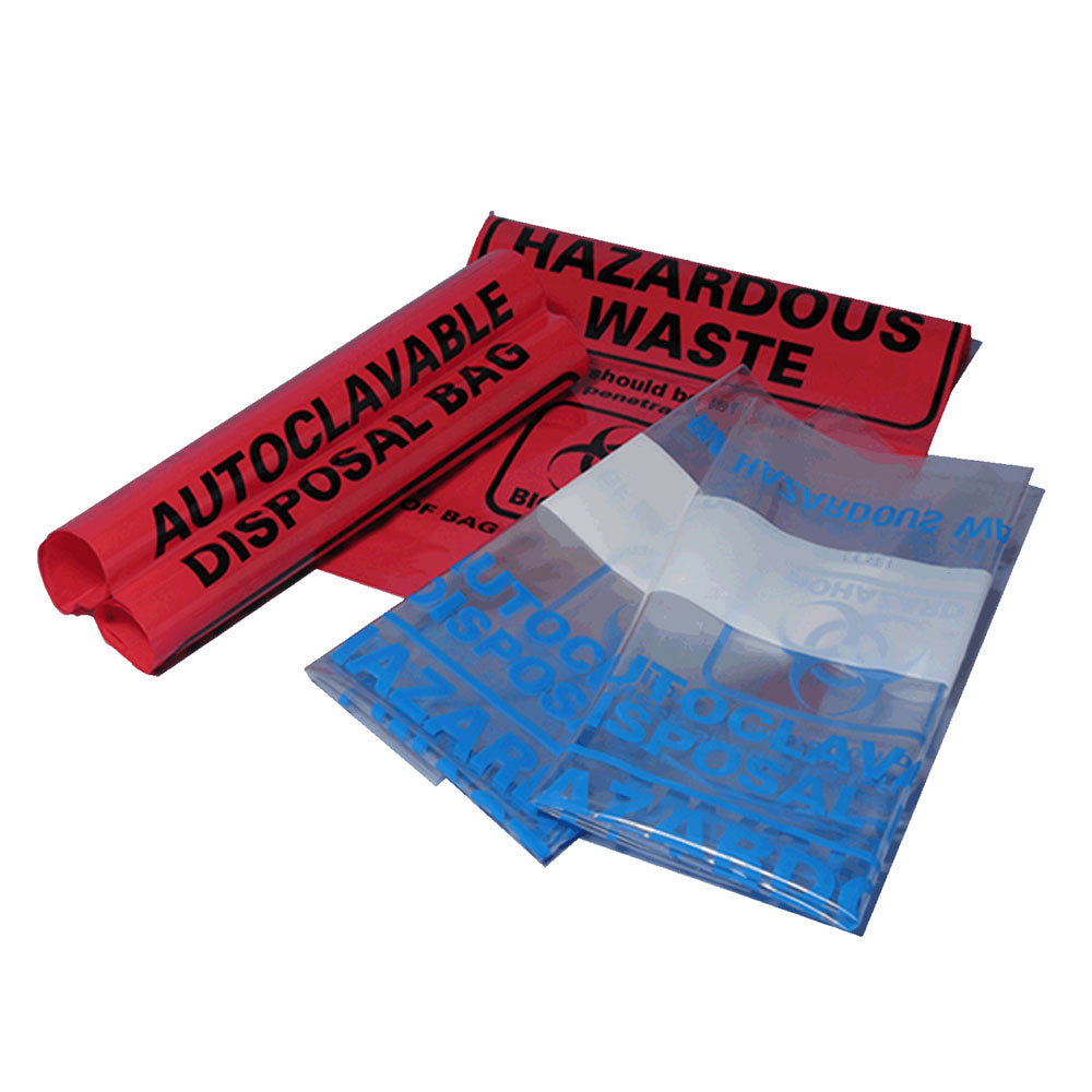 MTC Bio A9004R, Autoclave Bags, 8.5 x 11" (21.6 x 28cm), Red, Biohazard, Printed Marking Area, 100/cs