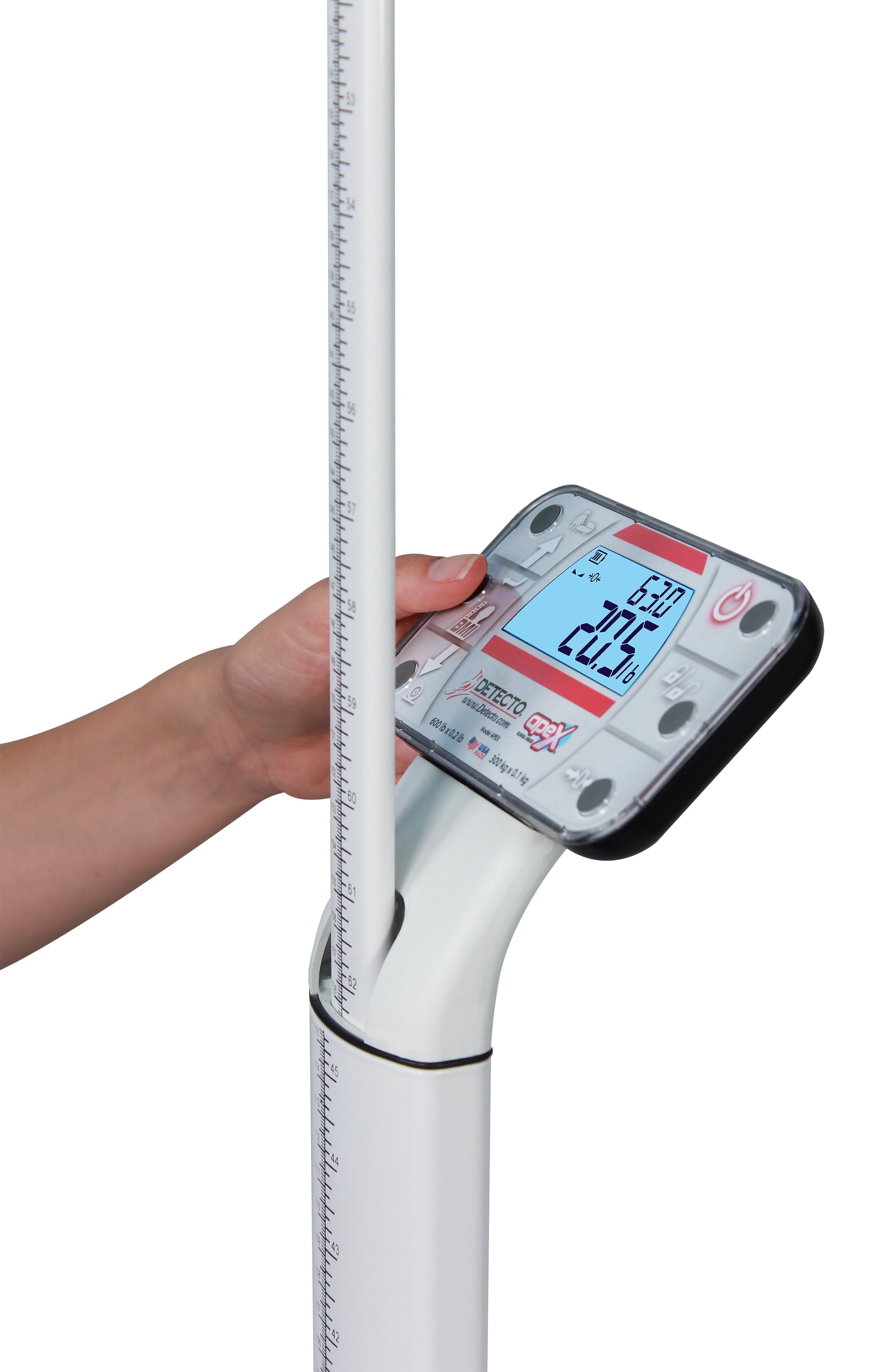 Detecto Apex-LXI-AC Digital Clinical Scale with Mechanical Height Rod 600 lb x 0.2 lb / 300 kg x 0.1 kg, Welch Allyn LXI Connectivity, AC Adapter