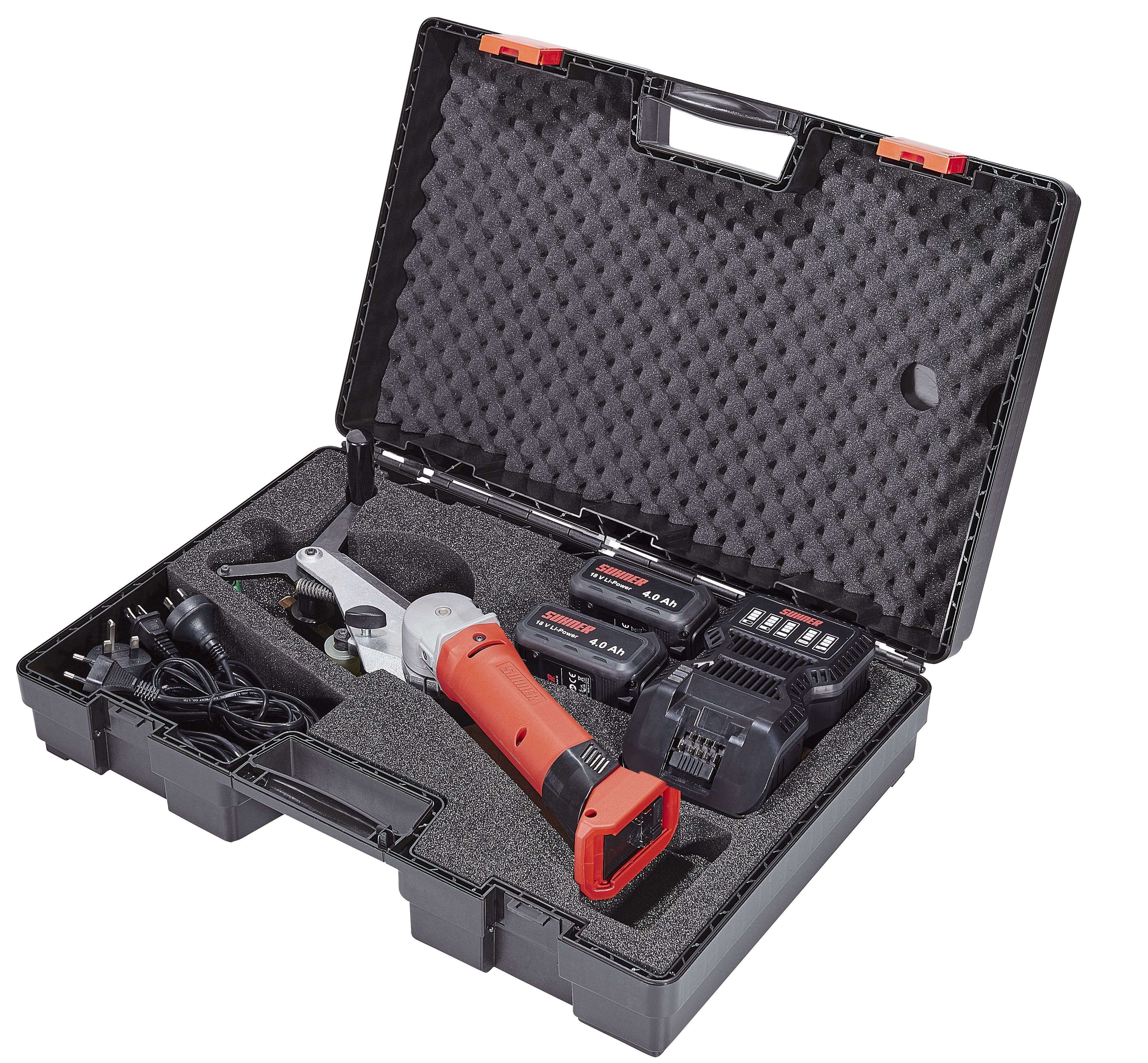 Suhner ATC 7 Tube Polisher Set (SET OF BATTERIES) 4AH, 21" Belt, mobile battery tube polisher