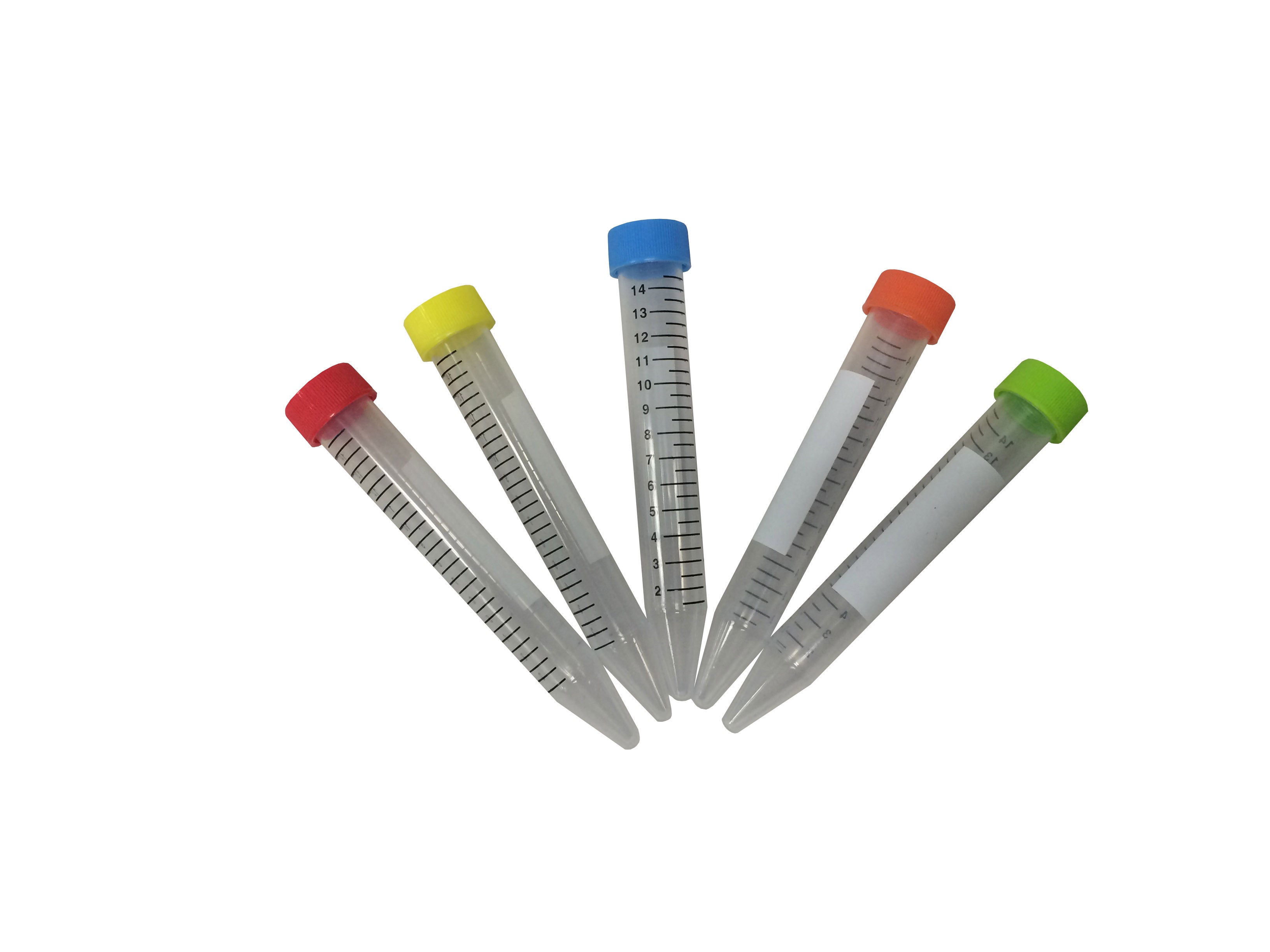 MTC Bio C2716, SpectraTube Centrifuge Tubes, 15ml PP, Flat Rainbow Screw Cap, Bulk Bags, 4 Bags Of Each Color Per Pack, 500/cs