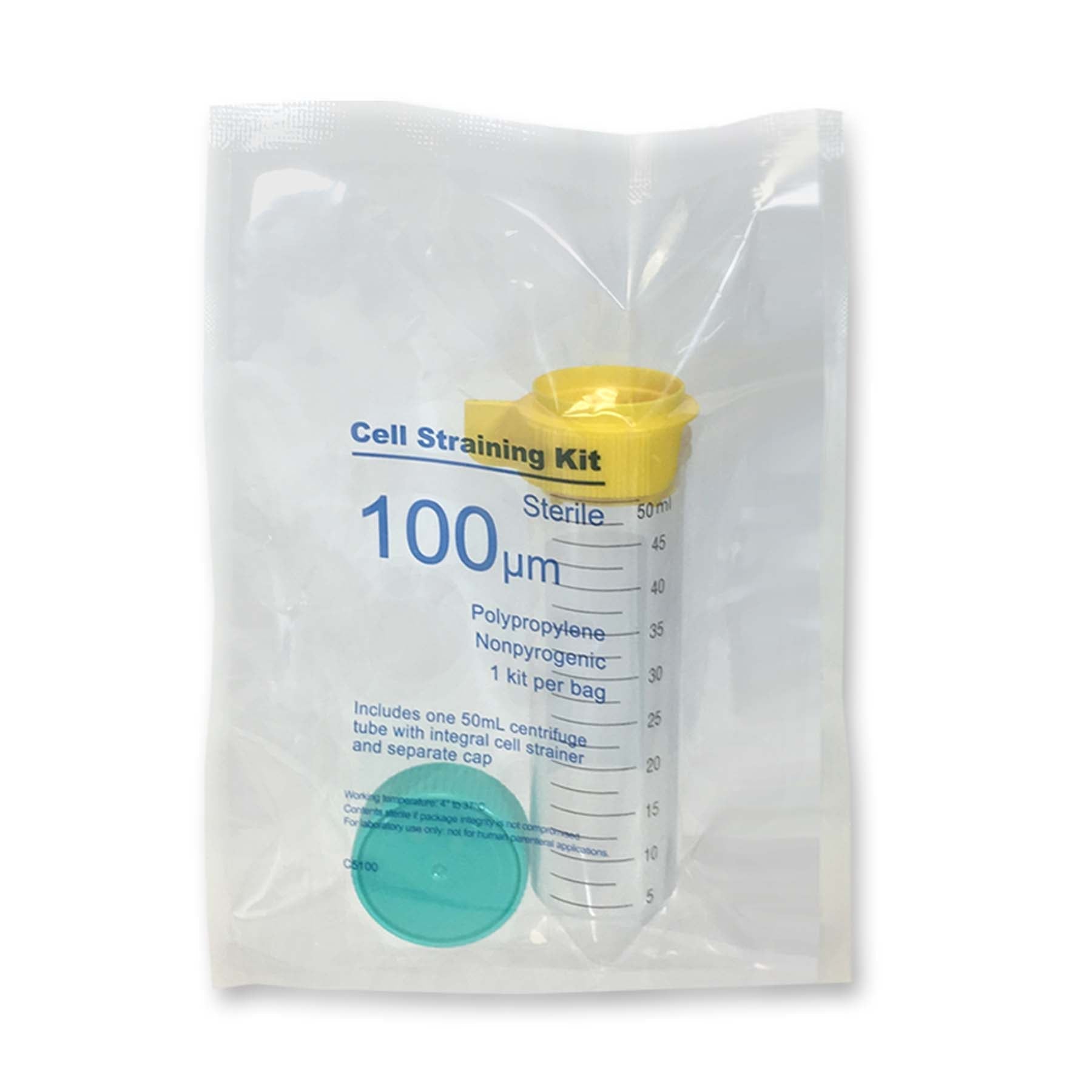 MTC Bio C5100, ReadyStrain 100Âµm Cell Straining Kit with Strainer, 50ml Tube And Screw-Cap, Yellow, 50/pk