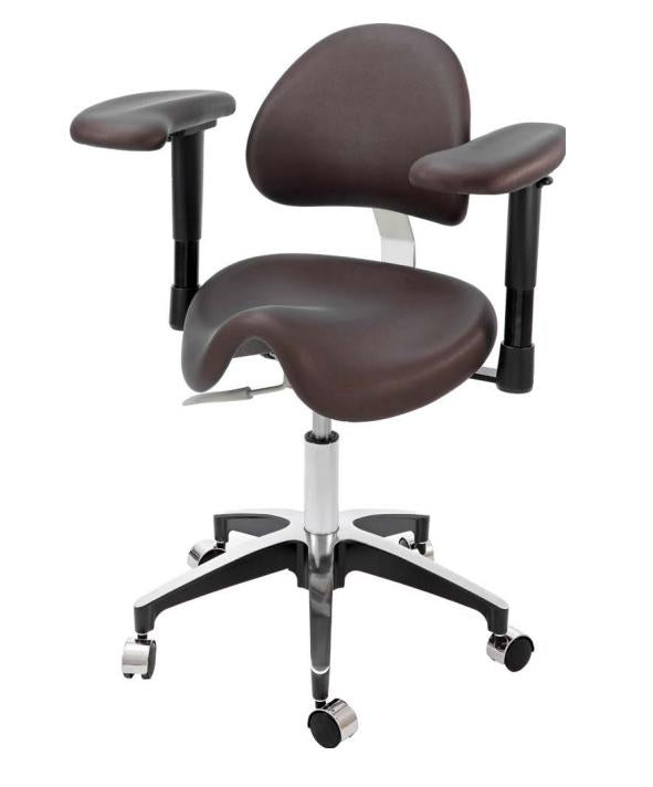 TPC Dental DRSA-7100-DU100 Mirage Mica Saddle Stool with Armrests, Du-100 Black with 1 year Warranty