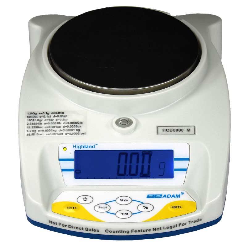 Adam Equipment HCB 1202aM 1200g, d=0.01g e=0.1g, Highland Approved Portable Precision Balance - 24 Month Warranty