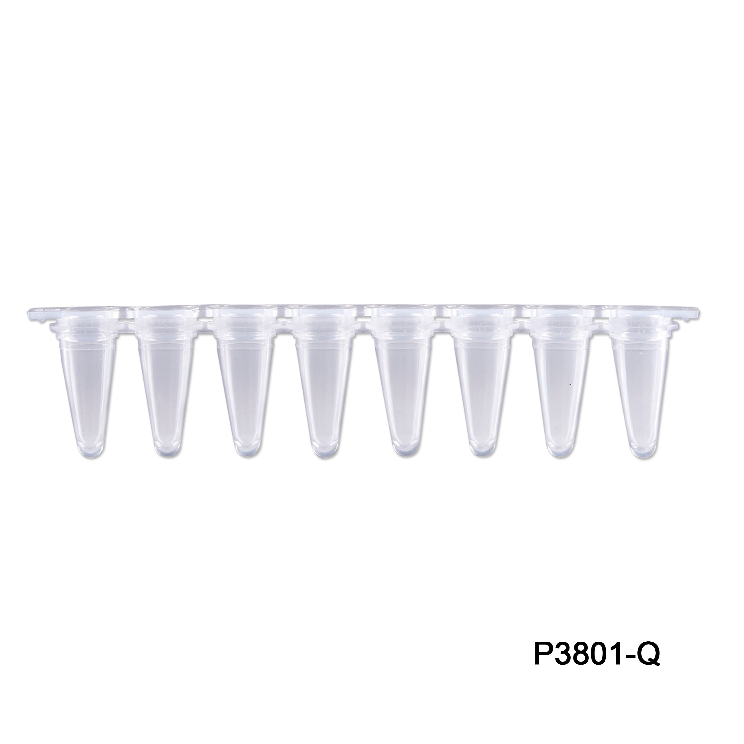 MTC Bio P3801-Q, 0.1ml qPCR 8-Strip (With Separate Optical Strip Caps), Natural/Clear, 120/pk