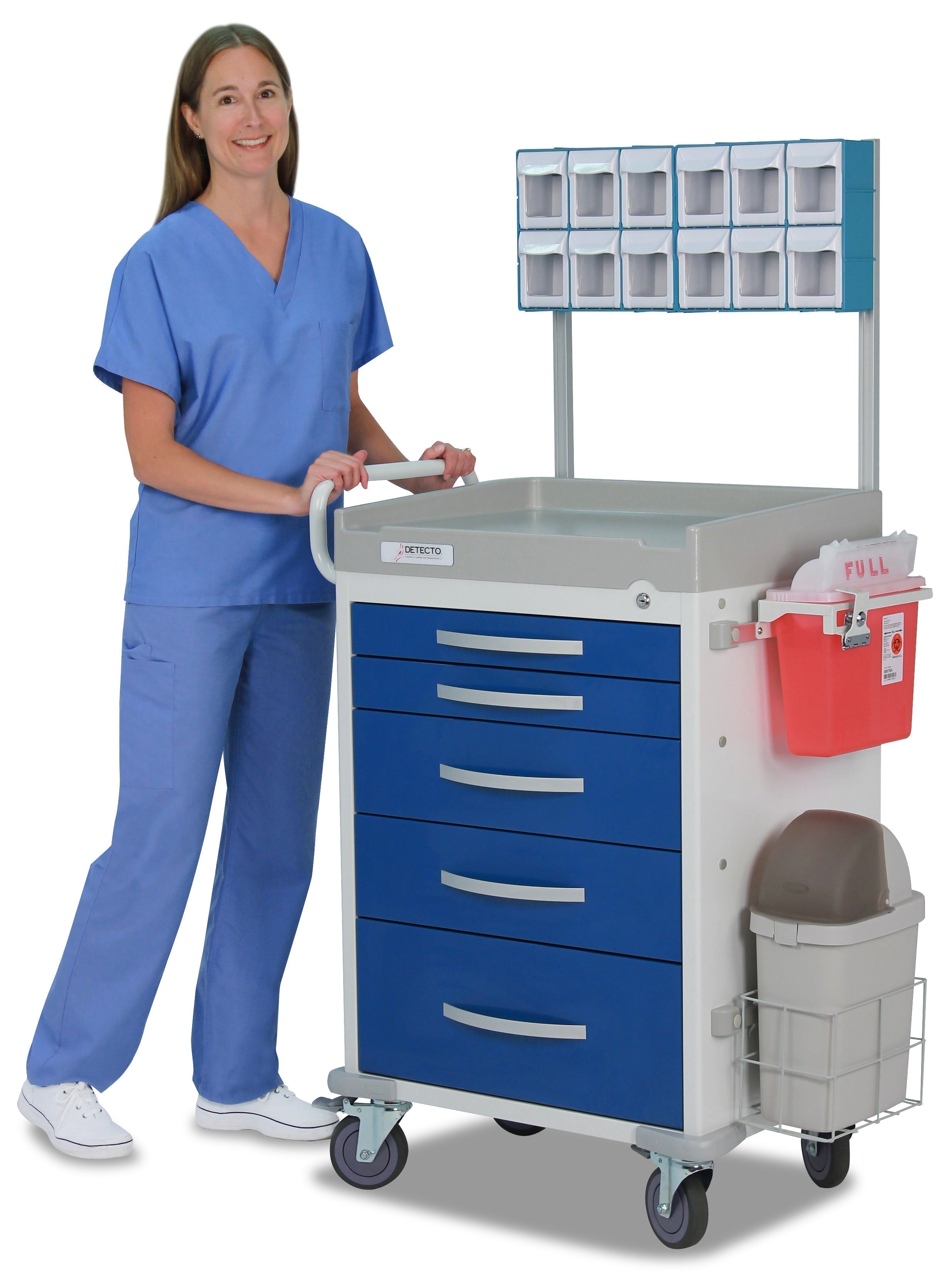 Detecto RC33669RED-L Loaded RESCUE Medical Cart, Red, 5 Drawers