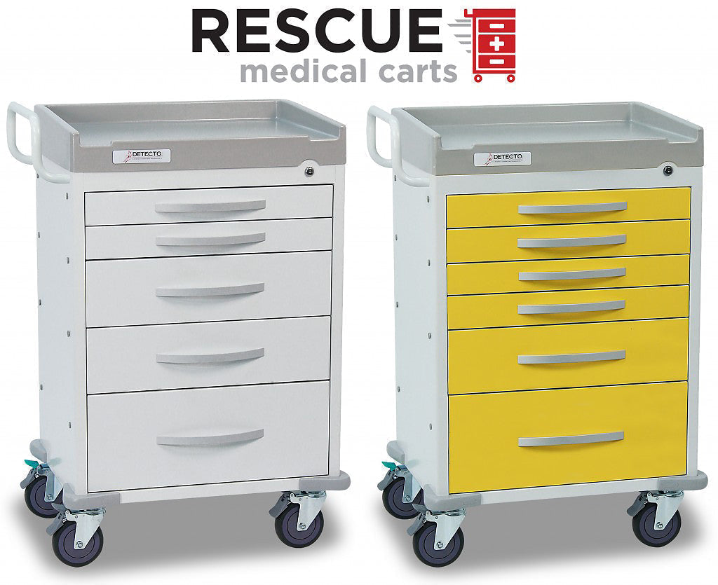 Detecto RC33669YEL RESCUE Medical Cart, Yellow, 5 Drawers