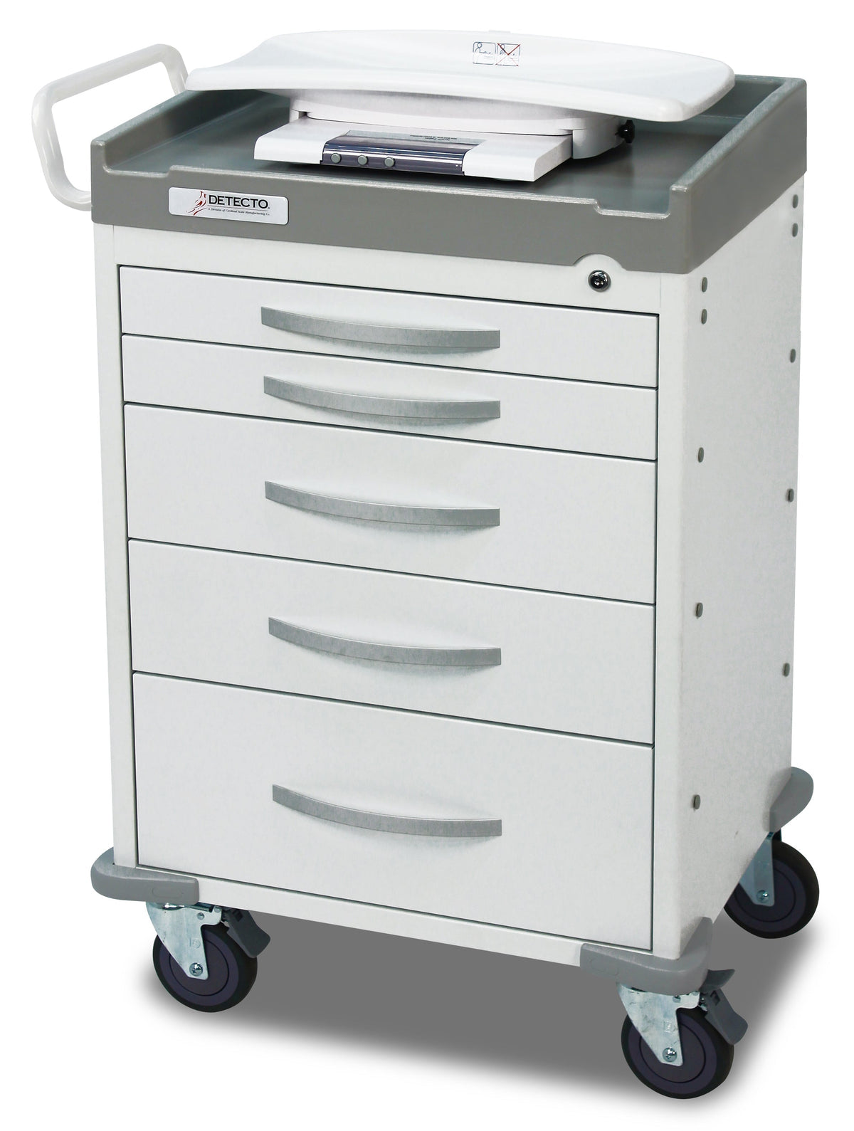 Detecto RC33669WHT RESCUE Medical Cart, White, 5 Drawers