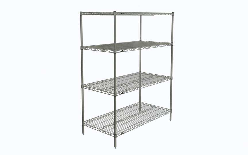 Super Erecta N556C Industrial Wire Shelving Starter Unit, Chrome, 24"x48"x63"