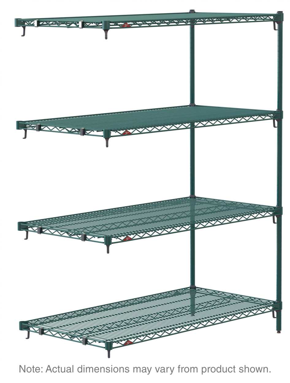Metro Super Adjustable Super Erecta AA336K3 4-Shelf Industrial Wire Shelving Add-On Unit, Metroseal Green Epoxy, 18" x 36" x 63"