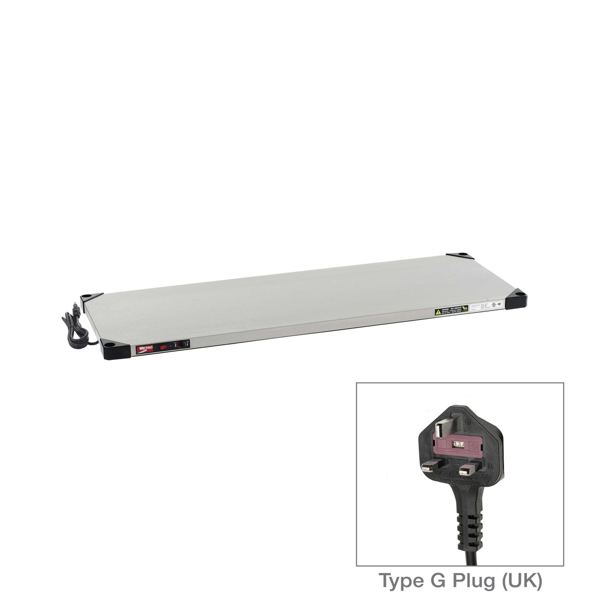 رف تسخين من الفولاذ المقاوم للصدأ من Metro HSX1848-UK Super Erecta Hot، 220-240 فولت، 336-400 وات، قابس من النوع G، 18 بوصة × 48 بوصة