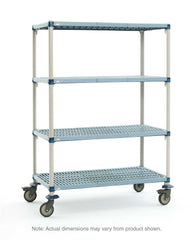 MetroMax Q MQ-184868G-MP-4 4-Shelf Industrial Plastic Shelving Mobile Cart, Open Grid Shelves, 18" x 48" x 68"