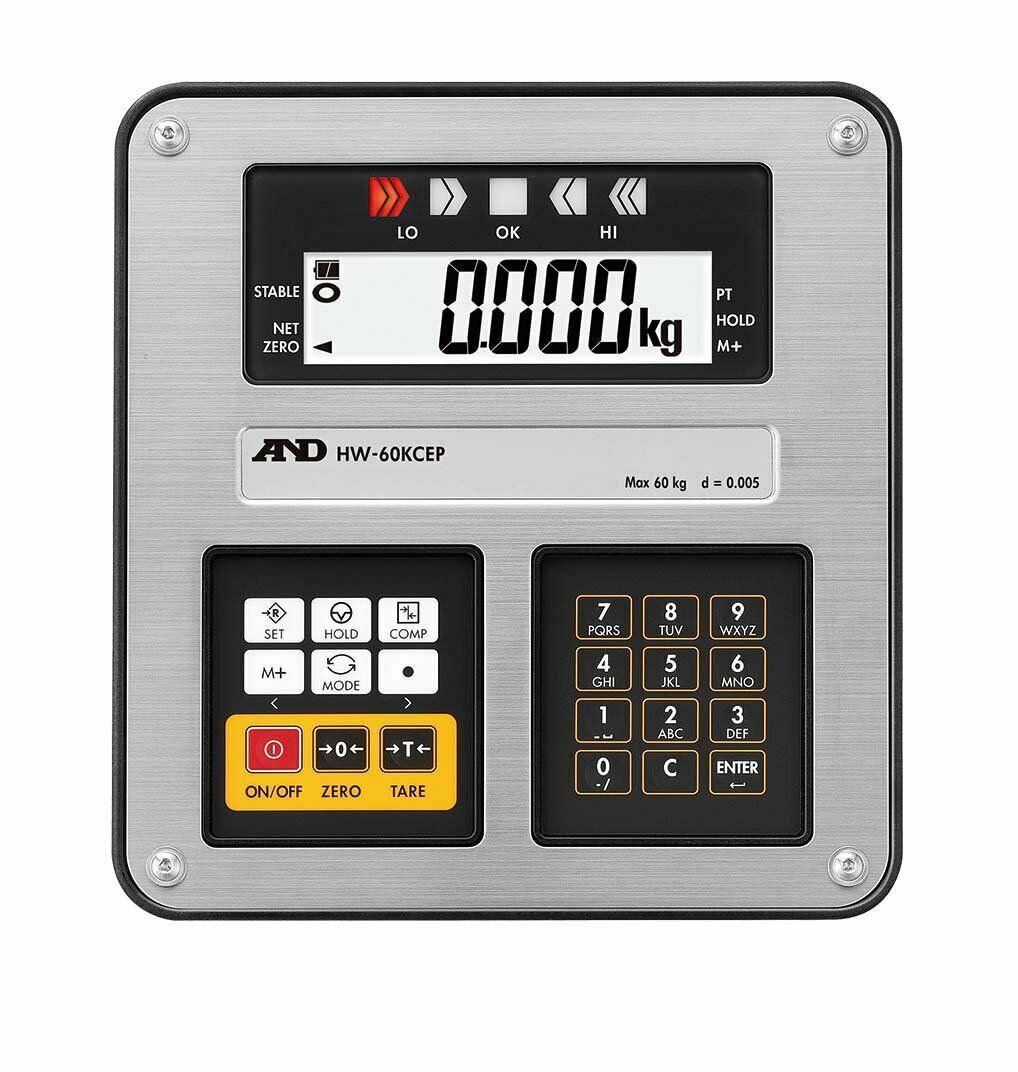 ميزان طاولة آمن جوهريًا من A&amp;D HW-10KCEP، 20 رطلاً × 0.002 رطل / 10 كجم × 0.001 كجم